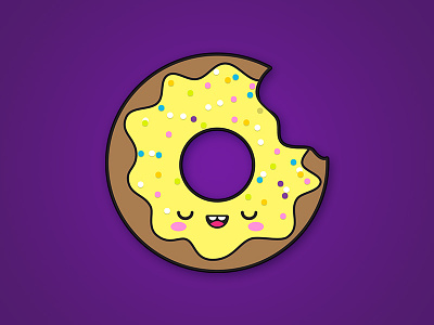 Happy Yellow Doughnut colorful confetti doughnut happy illustration kawaii smile