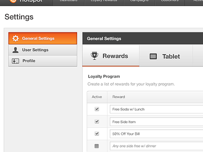 SpotOn Merchant Dashboard - Settings dashboard settings ui design web design