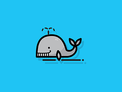 Happy whale 2d blue flat happy icon nautical outline sea whale