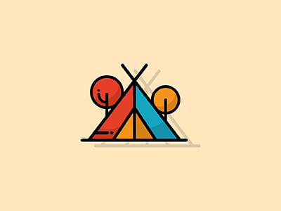 Summer camp 2d camp camping icon illustration summer camp tend tree