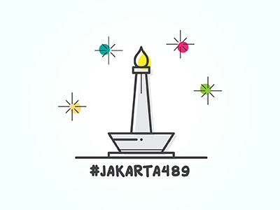 #Jakarta489 anniversary birthday bornday city gift happy icon iconic illustration jakarta jakarta489 vector