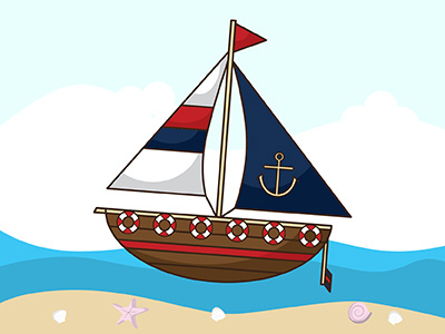 Sail Boat boat illustration nautical ocean sail sea