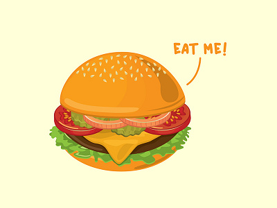 eat me! burger delicious fast food food hamburger illustration vector western yummy