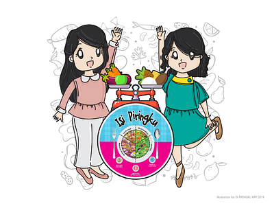 isi piringku aplication art artsy food girls health icon illustration logo
