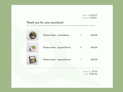 Daily UI #017 — Email Receipt 017 dailyui ecommerce email plant receipt shop