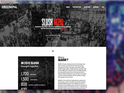 Slush Nepal black and white sketch uiux design webpage design