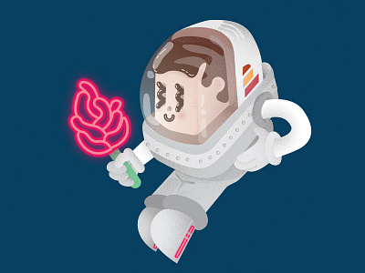 Astronaut astronaut dream glow illustration rose space