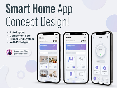 Smart Home App UI Concept Design app design auto layout component sets design figma figma app figma prototype graphic design ios app minimal design prototype smarthome smarthome app ui ui design ux design