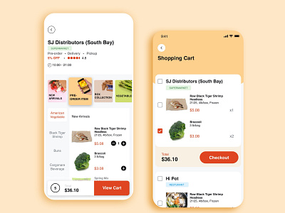 Grocery Delivery App asian bold color cart clean delivery app grocery grocery app grocery online ios shopping cart store design