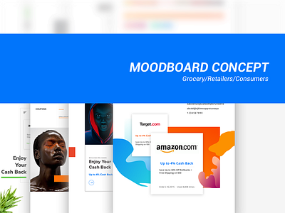 Mood Board Concept blue branding design clean consumer branding green orange red retailers