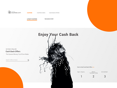 Cash Back Concept home page clean elegant grocery homepage orange shopping ui ux web