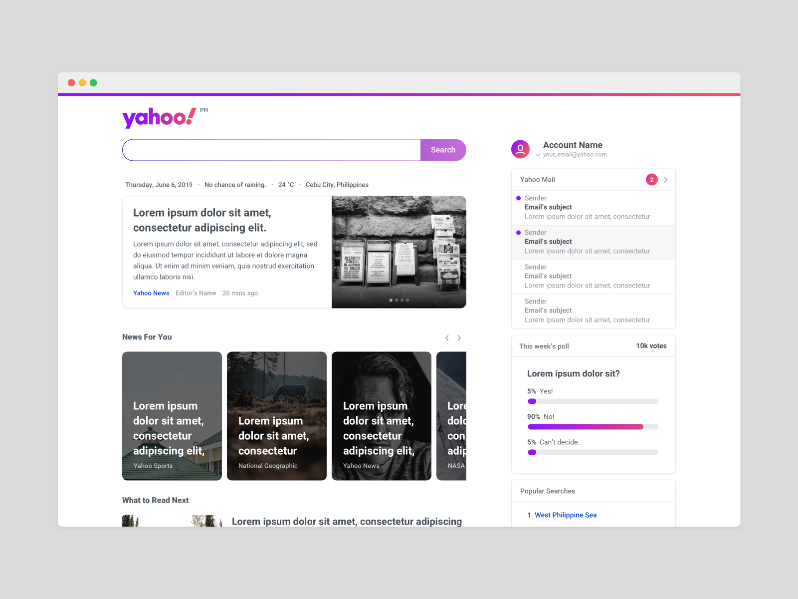 Yahoo Homepage (Concept) by Alex Opon on Dribbble