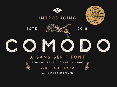 Comodo Font Family + Illustrations creative design font illustration logo sans serif type typeface typography vector vintage