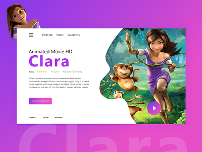 Clara Movie Banner Design android apps clean creative design illustration ios landing movie app theme design ui user experience user inteface ux website
