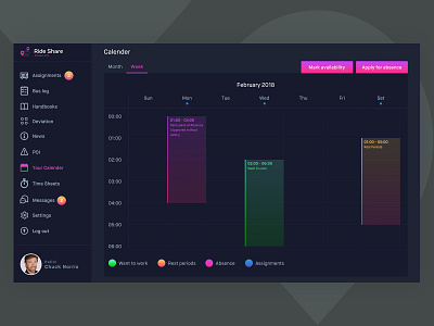 Calender UI - Ride Share App android app calendar app clean ios ride share app tab app user analysis user experience user inteface