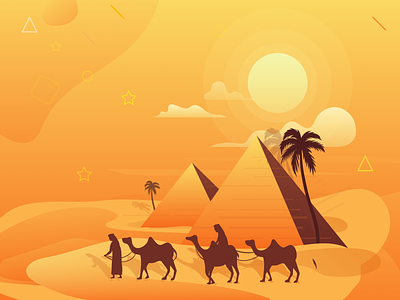 Beautiful Egypt Illustration app banner design branding clean creative design egypt graphics illustration landing sunrise tour app travel vector typography vector