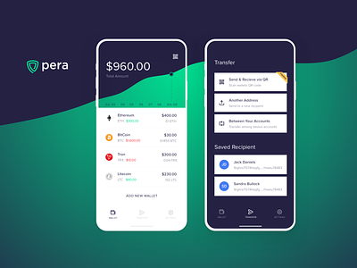 Pera app crypto currency dasboard design mobile money payment product design product team uxdesign wallet