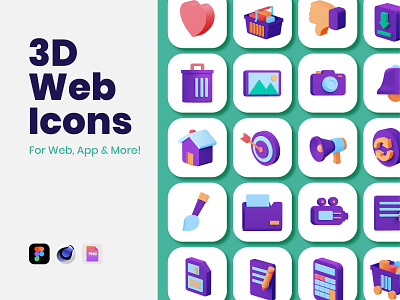 3D Web Icons 3d design animation app branding design flat icons illustration ui ux web
