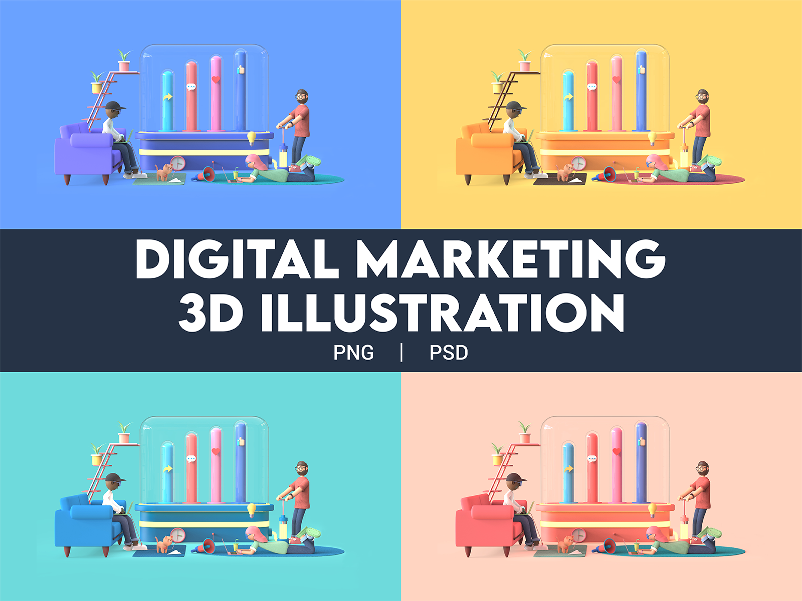 3D Digital Marketing Illustration by Krafted on Dribbble