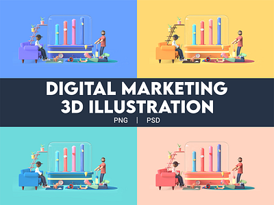 3D Digital Marketing Illustration 2020 design 2020 trend 3d 3d animation 3d art animation branding design digital marketing digital marketing agency illustration landing page png psd ui ux website