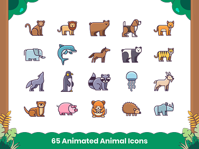 65 Animated Animal Icons by Krafted on Dribbble