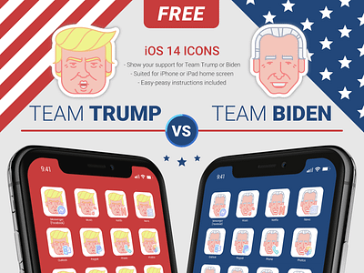 Free iOS14 Icon Set – Trump vs Biden apple donald trump free freebbble freebie icons iconset ios ios14 iphone joe biden us election