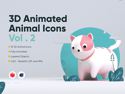 3D Animated Animals Vol. 2 3d alpaca animated animals animation bear branding camel cat chicken cow dog dolphin flamingo fox graphic design icon icons illustration motion graphics ui