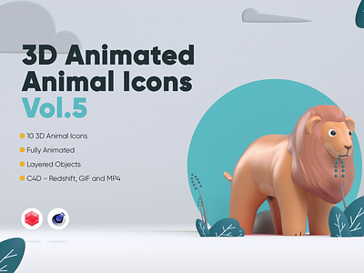 3D Animated Animals Vol. 5 3d animated animals animation branding graphic design grasshopper icon icons illustration kangaroo koala lion monkey motion graphics otter owl penguin porcupine raccoon ui