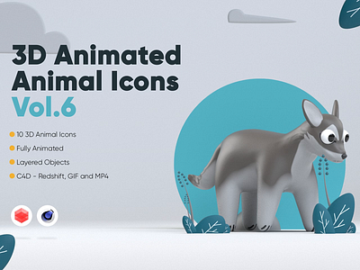 3D Animated Animals Vol. 6 3d animated animals animation branding design graphic design icon icons illustration motion graphics rhino rodent sea turtle sheep shrimp sloth squirrel swan tiger ui