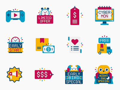 Black Friday Icon Set app design black friday branding design flat graphic design icon icons motion graphics popular ui ux vector web design