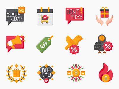 Black Friday/Cyber Monday Icon Set app design black friday branding cyber monday design flat graphic design icon icons motion graphics popular ui ux vector web design