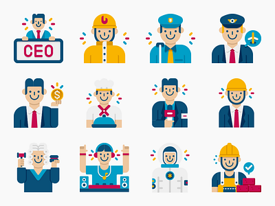 Professions Men - Diversity Icons app design flat graphic design icon icons men professions ui ux vector web design