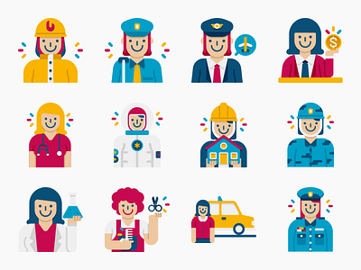 Professions Women – Diversity Icons app design flat graphic design icon icons professions ui ux vector web design women