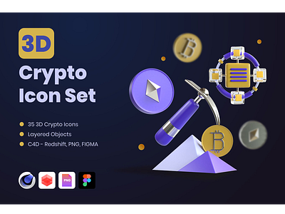 3D Crypto Icons 3d bitcoins coins crypto cryptocurrency design icon icons mining nft token ui ux vector