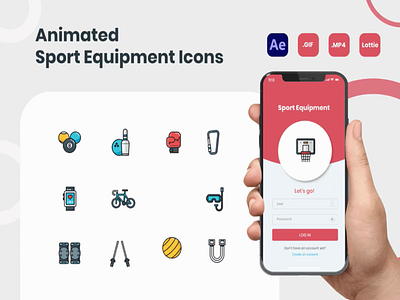 Animated Sports Equipment Icons animation design icons lottie motion graphics sports ui ux