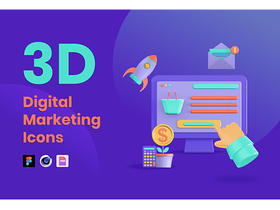 3D Digital Marketing 3d branding design icon icons illustration ui ux vector