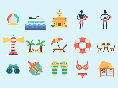 Summer time Icons icons illustration summer travel vector