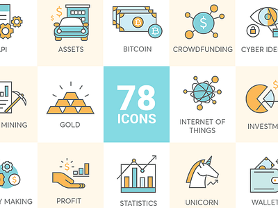 78 Finance Icons bank finance fintech internet investment mobile banking online banking p2p saas startup tech wallet