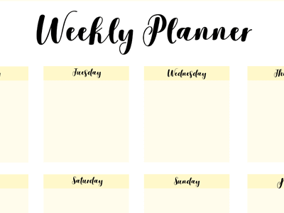 Weekly Planner Printable Landscape, Minimalist Weekly Schedule