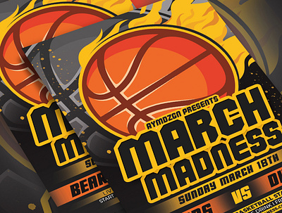 March Madness Flyer advertising basketball basketball card basketball flyer basketball logo basketball poster college basketball flyer flyer design flyer template march madness nba poster poster print design print template sport flyer sport poster sports design vector vintage
