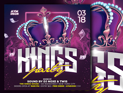 Kings Party Flyer Template crown event flyer flyer flyer design flyer template king king party kings mock up party flyer poster print design print template psd psd flyer psd template psdtemplate template template design templates