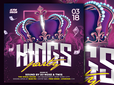 Kings Party Flyer Template crown event flyer flyer flyer design flyer template king king party kings mock up party flyer poster print design print template psd psd flyer psd template psdtemplate template template design templates