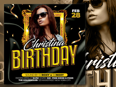 Birthday Flyer Template advertising birthday bash birthday cake birthday card birthday flyer birthday party event flyer flyer design flyer template gold invitation invitation card invitation design mockup party flyer print template psd template social media banner psd template template design