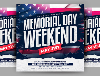 Memorial Day Weekend Flyer america event flyer flyer flyer design flyer template memorial day memorial day flyer memorialday poster print template psd template template template design templates united states usa