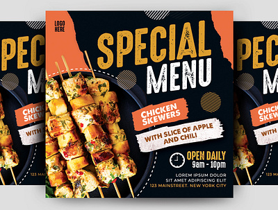 Food Flyer event flyer flyer design flyer template food flyer food menu food poster graphic design menu design menu restaurant menu template mock up poster print template promotion psd template restaurant flyer restaurant menu square template template design