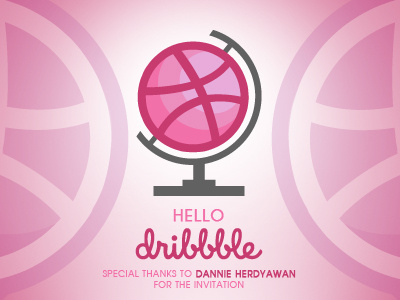 Hello Dribbble! around the world debuts globe hello invitation pink shot world