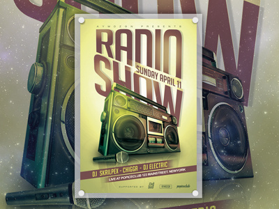 Radio Show Flyer Template flyer flyer design flyer template mic radio radioshow retro