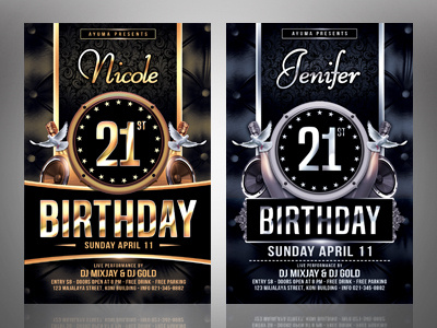 Birthday Flyer Template anniversary flyer bday flyer birthday celebrate elegant flyer design flyer template glamour gold silver