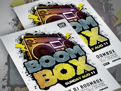Boombox Flyer boombox flyer design flyer template poster design poster template print template radio show template urban style
