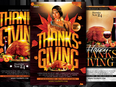 Thanksgiving Flyer Bundle Template bundle flyer flyer design flyer template gold poster print template thanksgiving